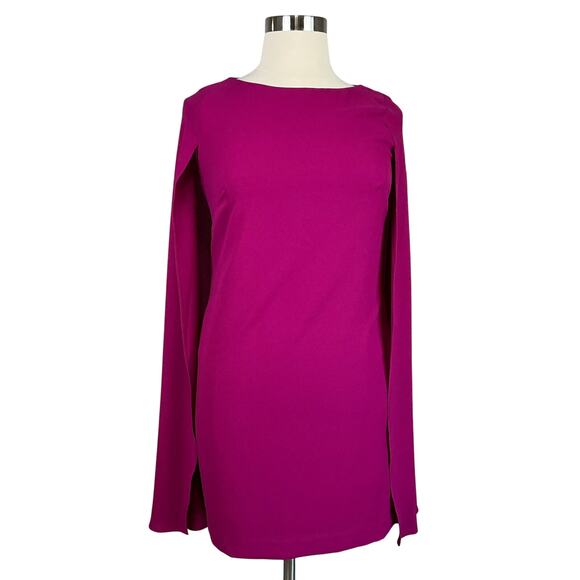 Ralph Lauren Women's Cocktail Dress Size 12 Fuchsia Pink Sleeveless Caped Sheath - Picture 1 of 13